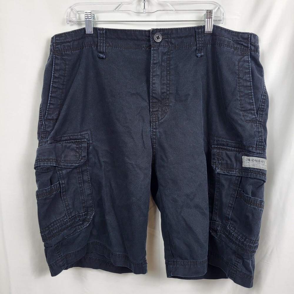 Unionbay Mens Navy Blue Cotton Twill Cargo Shorts Size 40 Utility Outdoor 805